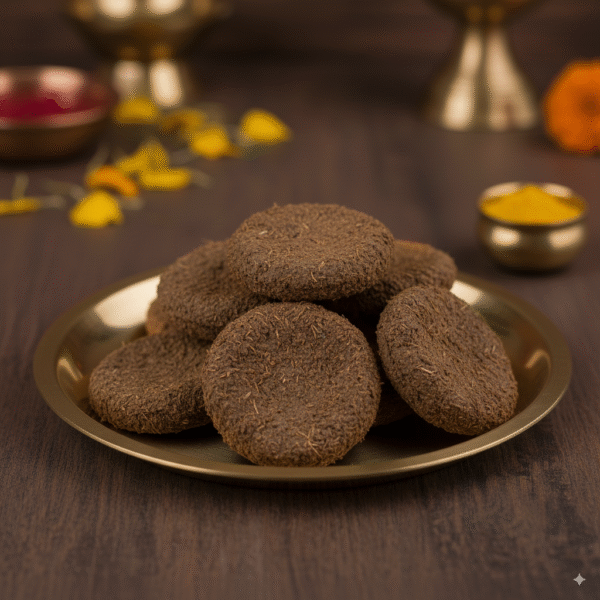Natural cow dung cakes for havan and puja rituals